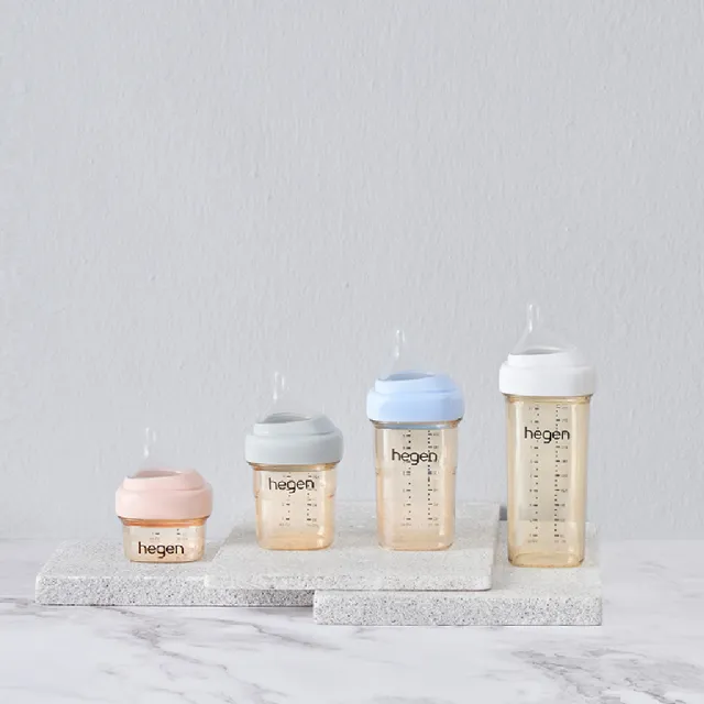 【hegen】總代理｜PCTO™金色奇蹟PPSU多功能方圓型寬口奶瓶 240ml 雙瓶組(象牙白)