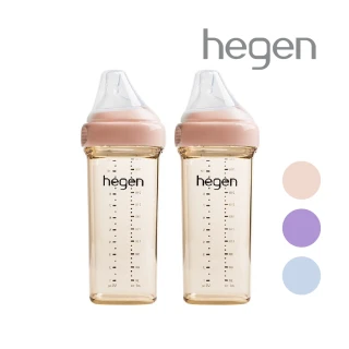 【hegen 總代理】PCTO™ 金色奇蹟PPSU多功能方圓型寬口奶瓶 330ml 雙瓶組(嫣粉/沁藍/漾紫)