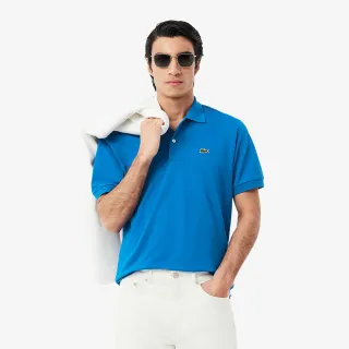 【LACOSTE】男裝-經典版型 L.12.12輕質網眼布短袖Polo衫(亮藍色)