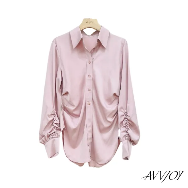 【AVVJOY 艾薇卓爾】抽褶襯衫(襯 上衣 長袖 襯衫 學生風 襯衫女 長袖襯衫 CLA0427TP)