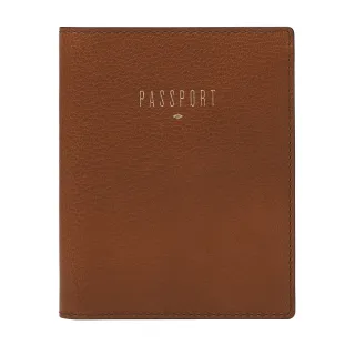 【FOSSIL 官方旗艦館】Travel 真皮RFID護照夾-咖啡色 SLG1499200