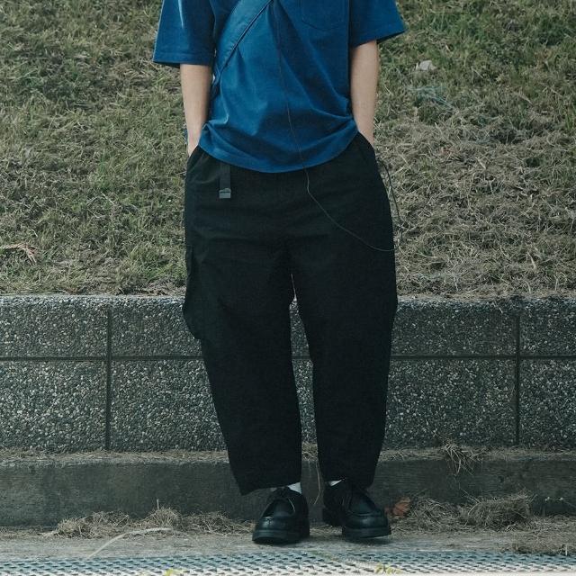 【plain-me】長褲 繭型褲 寬褲 工裝褲 水洗 棉質腰帶 出清品_PLN3516