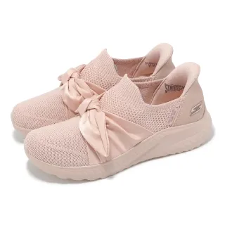 【SKECHERS】懶人鞋 Bobs Squad Chaos Slip-Ins 女鞋 粉 緞帶 套入式 休閒鞋(117630-BLSH)