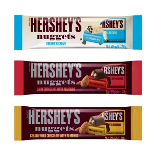 【Hersheys 好時】金磚巧克力條裝28g(巧酥可可/杏仁夾餡黑/杏仁夾餡牛奶)