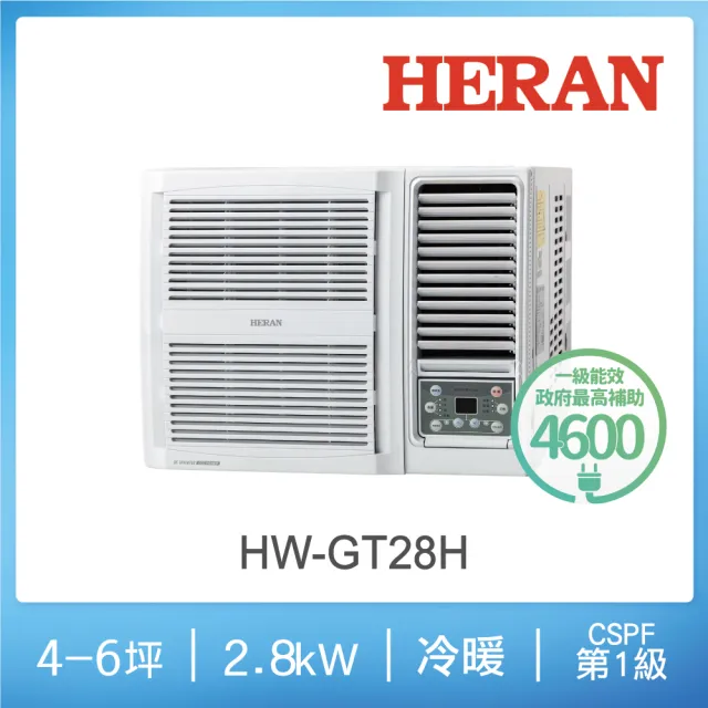 【HERAN 禾聯】4-6坪 R32 一級變頻冷暖窗型空調(HW-GT28H)