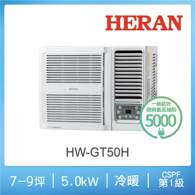 【HERAN 禾聯】7-9坪 R32 一級變頻冷暖窗型空調(HW-GT50H)