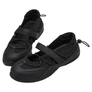 【Grace Gift】街頭女孩交叉繫繩瑪莉珍芭蕾舞運動鞋(黑)