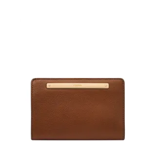 【FOSSIL】Liza 輕巧型真皮短夾-咖啡色X金飾片 SL7986G200