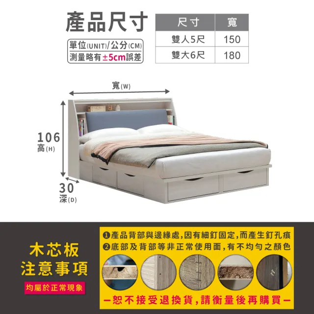 【ASSARI】雙人5尺凱麗收納床頭箱