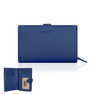 【OMC•植鞣革】 舌扣零錢袋牛皮中夾95139(琉璃藍)