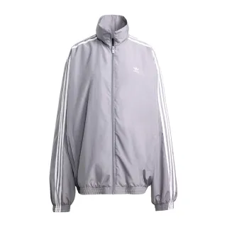 【adidas 愛迪達】FB OS TT 女 立領外套 運動外套 寬鬆 休閒 穿搭 灰白(JD3394)