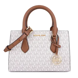 【Michael Kors】SHEILA系列 防刮皮革 金字LOGO 斜背/肩背 三層 黛妃包 斜背包(字母白)