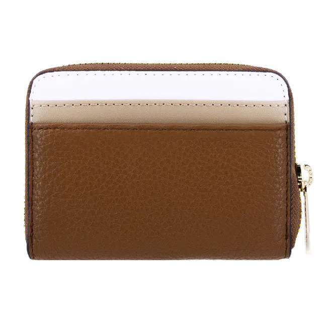【Michael Kors】JET SET TRAVEL系列 防刮拚色皮革 金字LOGO 零錢包(咖啡色)
