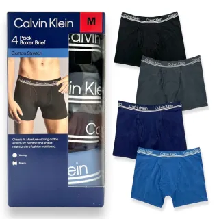 【Calvin Klein】4件組 CK 男生 彈性棉質款 四角內褲 禮盒(18477 新款盒裝)