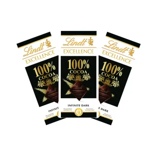 【Lindt 瑞士蓮】極醇系列100%黑巧克力片3入組(50g/入)