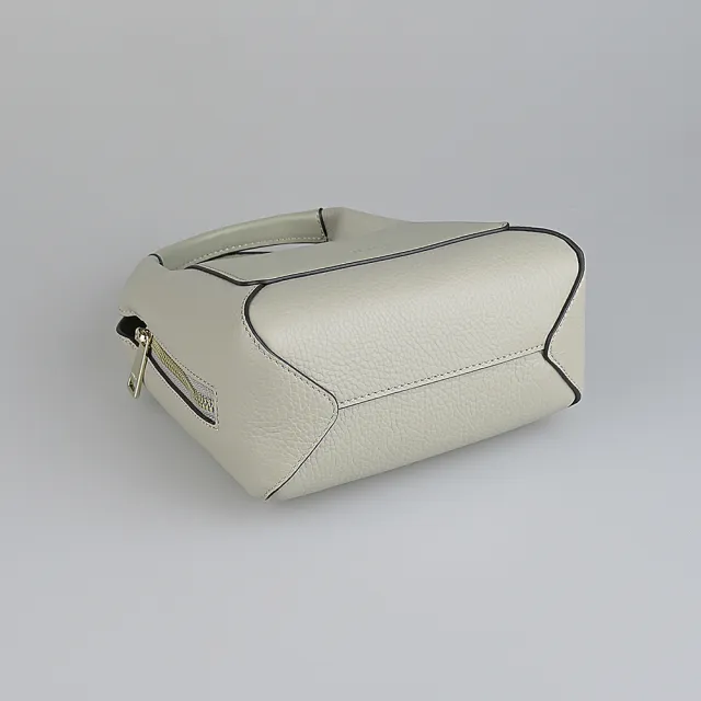 【FURLA 芙拉】FURLA Gilda經典LOGO扣環式側面拉鍊小牛皮手提斜背托特包(迷你/大理石淺灰)