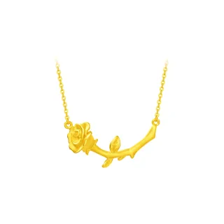 【周大福】浪漫復古玫瑰黃金項鍊_計價黃金(鍊長40cm)