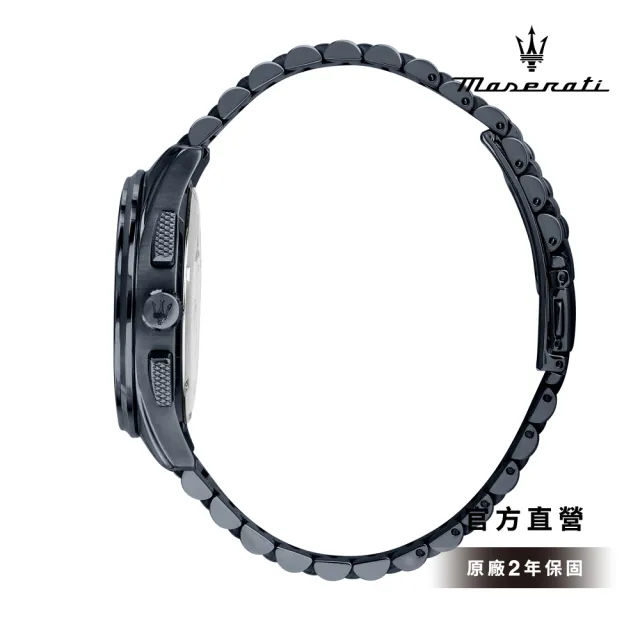 【MASERATI 瑪莎拉蒂】Sorpasso 迅捷疾馳系列三眼手錶 藍色不鏽鋼錶帶 42MM R8873624005