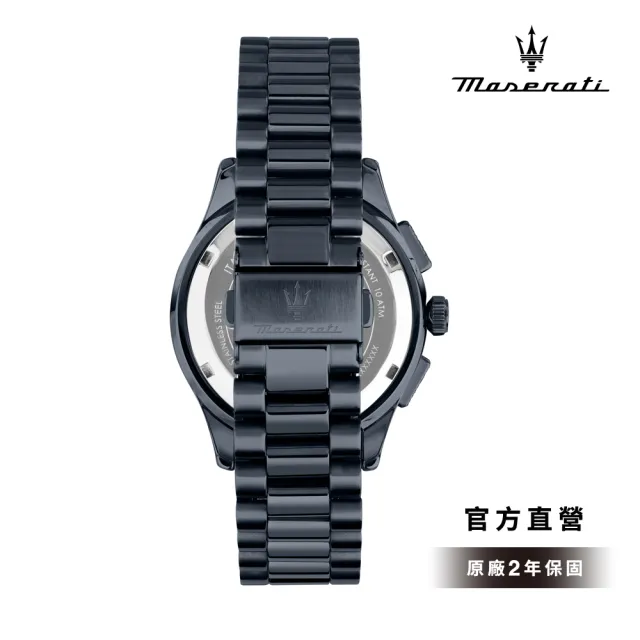 【MASERATI 瑪莎拉蒂】Sorpasso 迅捷疾馳系列三眼手錶 藍色不鏽鋼錶帶 42MM R8873624005