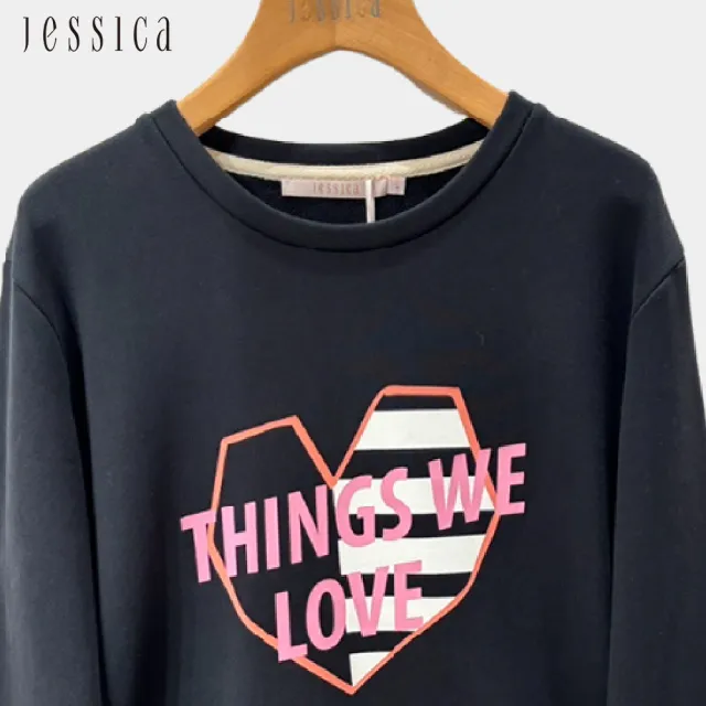 【JESSICA】百搭可愛英文愛心印花圓領棉T上衣（黑）244617