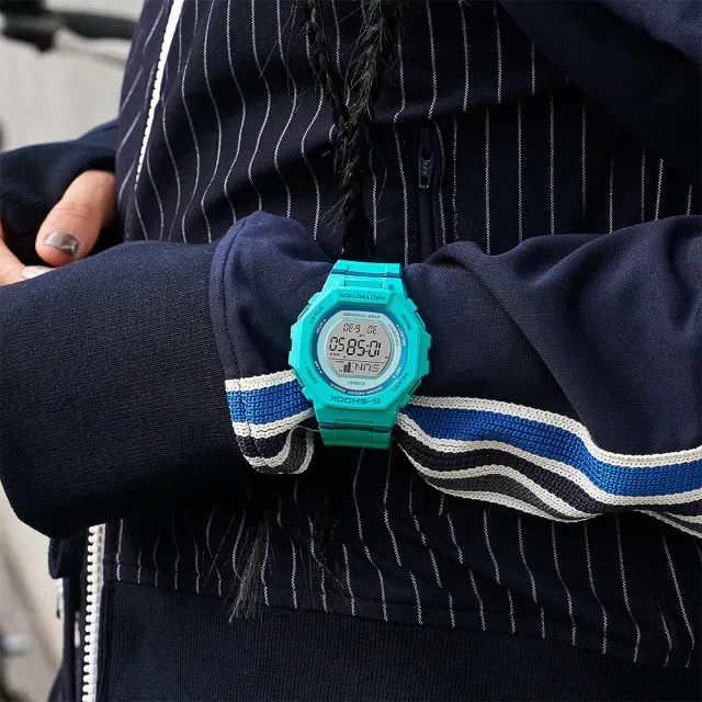 【CASIO 卡西歐】G-SHOCK 計步藍芽手錶 清爽色彩女錶-藍綠色 送禮 禮物 推薦(GMD-B300SC-2)