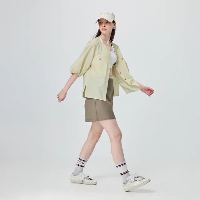 【OUWEY 歐薇】圓領造型七分泡袖外套(杏；S-L；3252394006)