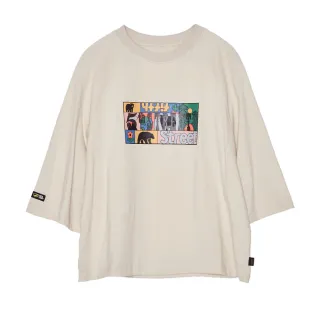 【5th STREET】女裝 短t 短袖 上衣 t恤 TEE 寬版 LOGO 杏色(571071)