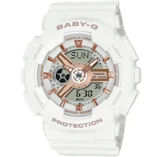 【CASIO 卡西歐】BABY-G 街頭潮流雙顯錶 情人節 禮物(BA-110XRG-7A/速)