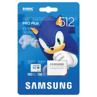 【Samsung 三星】PRO Plus microSDXC 512GB音速小子記憶卡 公司貨(Switch/ROG Ally/GoPro/空拍機)