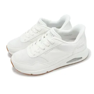【SKECHERS】休閒鞋 Uno-Banksia Slip-Ins 寬楦 女鞋 白 小白鞋 氣墊 運動鞋 健走(177117-WWHT)