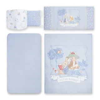 【奇哥官方旗艦】悅讀比得兔中床四件床組/寢具組-M(床頭 床圍 床包 寶寶被 嬰兒寢具 寶寶寢具)