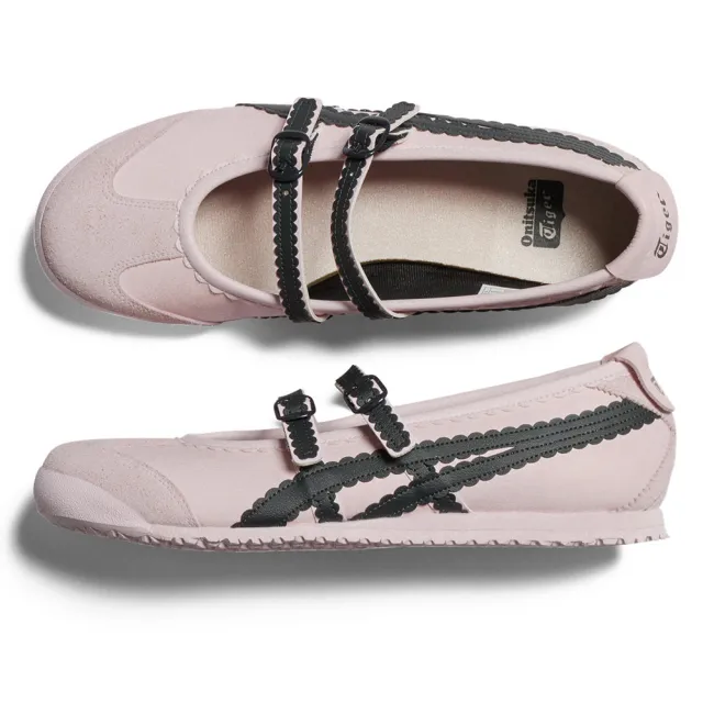 【Onitsuka Tiger】鬼塚虎 粉底黑虎爪紋 MEXICO 66 TGRS 休閒鞋 (1182A678-700)