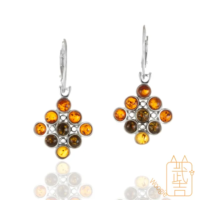 【Woogie武吉珠寶】琥珀蜜蠟設計師創作多寶琥珀耳環(多寶菱形)