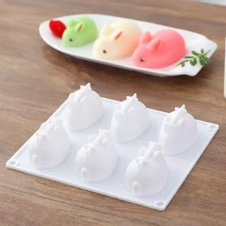 【6兔】6孔兔子diy矽膠模具(蛋糕模具 烘焙 烤盤 造型 製冰盒 冰塊模具 巧克力模 餅乾模具 肥皂模具)