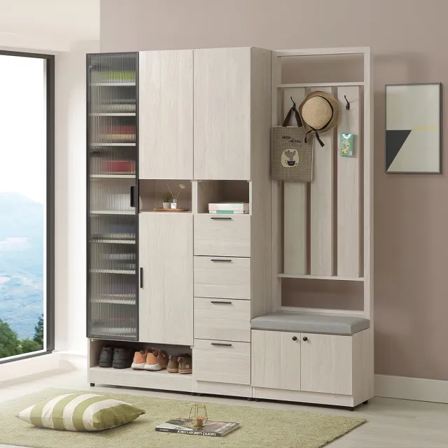 【唯熙傢俱】貝諾年輪白2尺屏風鞋櫃(玄關櫃 鞋櫃 鞋子收納櫃 收納櫃 置物櫃)