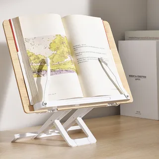 【DREAMCATCHER】多功能閱讀書架 木質款(單手翻頁書架 平板架 讀書架 折疊閱讀架 多功能木質書架 樂譜架)