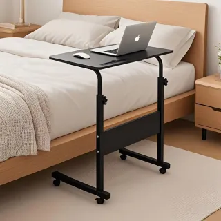 【E家工廠】邊桌 邊几 移動升降邊桌 邊桌小茶几 沙發邊桌 電腦桌(299-KC移動升降邊桌（黑色帶卡槽）)