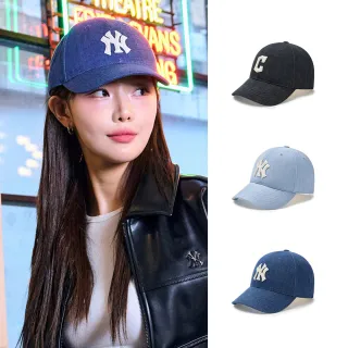 【MLB】牛仔丹寧可調式硬頂棒球帽 守護者/洋基隊(3ACPD015N-三色任選)