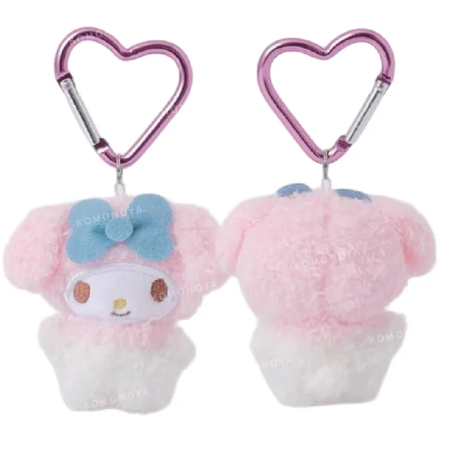 【小禮堂】雙11 Sanrio 三麗鷗 愛心扣環迷你玩偶吊飾 毛茸茸款 Kitty 大耳狗 人魚漢頓(平輸品)