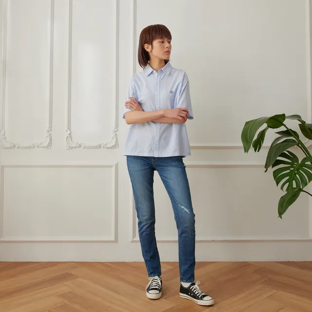 【Lee】女裝 牛仔褲 / 涼感 433 高腰修身窄管 中藍洗水(LB517065902)