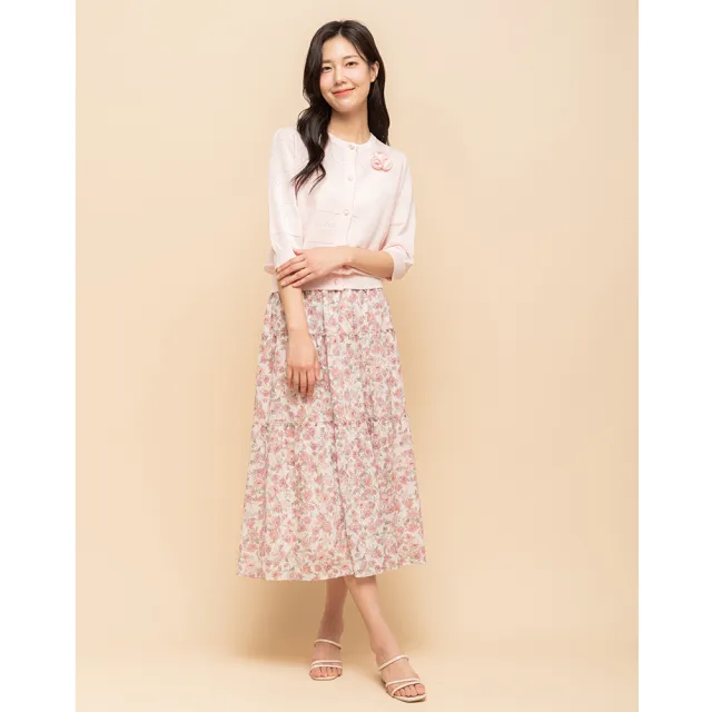 【perng yuh 芃諭名品】歐風雅緻 印花 切接 層次 褶裙(2025 SS Collection|4A春夏新品上市)