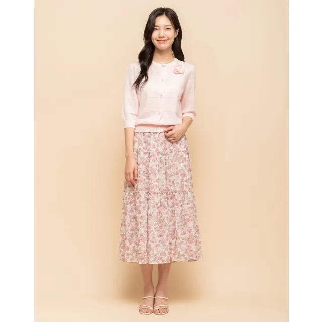 【perng yuh 芃諭名品】歐風雅緻 印花 切接 層次 褶裙(2025 SS Collection|4A春夏新品上市)