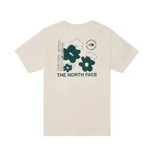 【The North Face 官方旗艦】北面男女款米白色趣味印花設計短袖T恤｜8EYBQLI