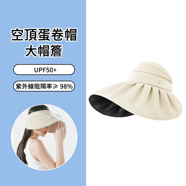 【MUAN】大帽簷黑膠空頂防曬帽 抗UV 戶外遮光透氣遮陽帽 太陽帽(UPF50+)