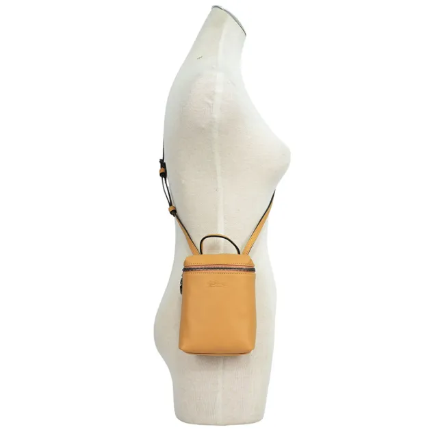 【LONGCHAMP】Le Pliage Xtra XS 小牛皮拉鍊迷你手提/斜背二用包(蜜糖色)
