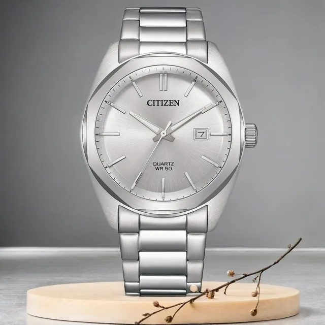【CITIZEN 星辰】限量 紳士日期手錶-銀/41mm 過年禮 生日禮物(BI5110-54A)