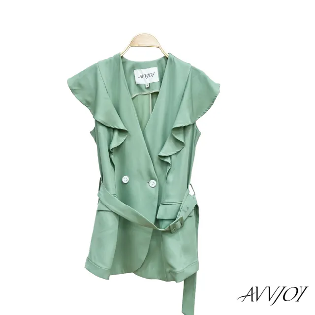 【AVVJOY 艾薇卓爾】荷葉邊系帶馬甲(上衣 T恤 大學T 短袖t 短袖t恤 CLA0468TP)（其他規格）