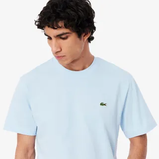 【LACOSTE】男裝-素色寬鬆棉質短袖T恤(淺藍色)