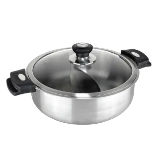 【CHEF 掌廚】台灣製極厚316不鏽鋼暖心鴛鴦火鍋30cm(附蓋/不挑爐具)