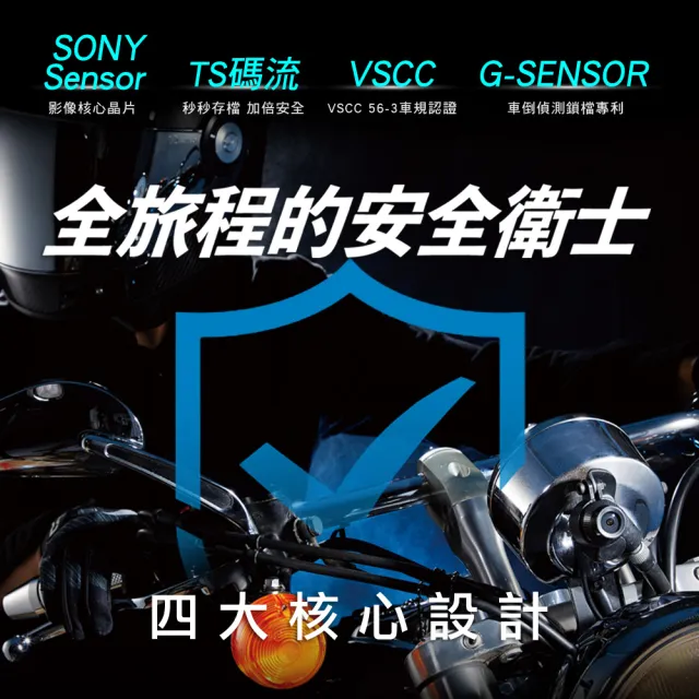【PX 大通】車規級 分離式夜視雙鏡1080P機車記錄器(GX3 神盾戰士)